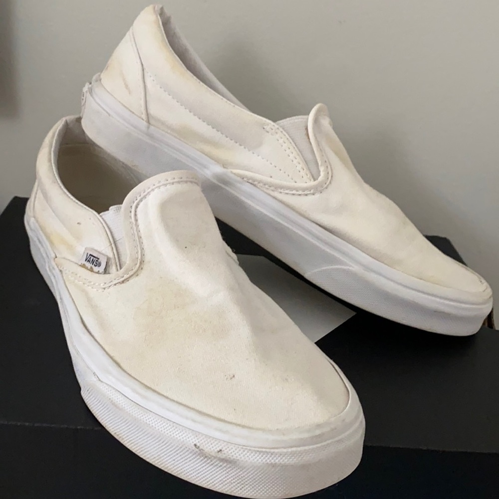 White Slip-On Vans